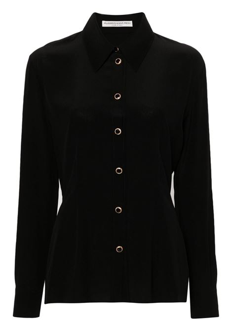 Black long-sleeve silk shirt Alessandra Rich - women